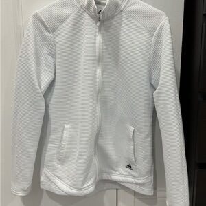 Adidas White Ribbed Golf Jacket